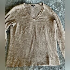 Ann Taylor Factory golden brown v-neck thin sweater size PS